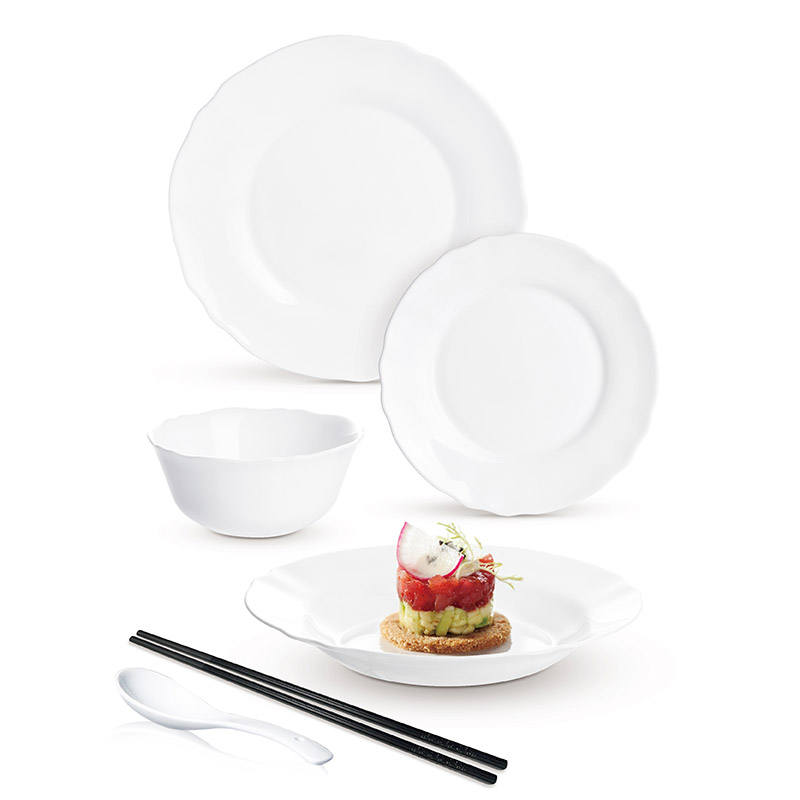 Luminarc乐美雅路易十五白玉餐具二十六件套GJ-LYBY15-26 白色